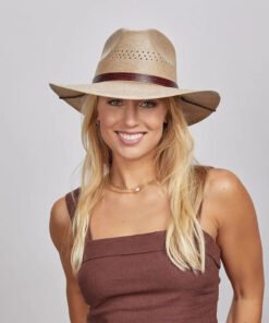 Barcelona Womens Wide Brim Firm Straw Sun Hat