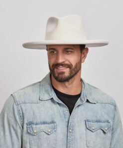 Hudson Mens Pencil Rim Felt Fedora Hat White
